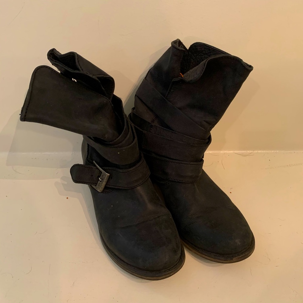 Black leather boots